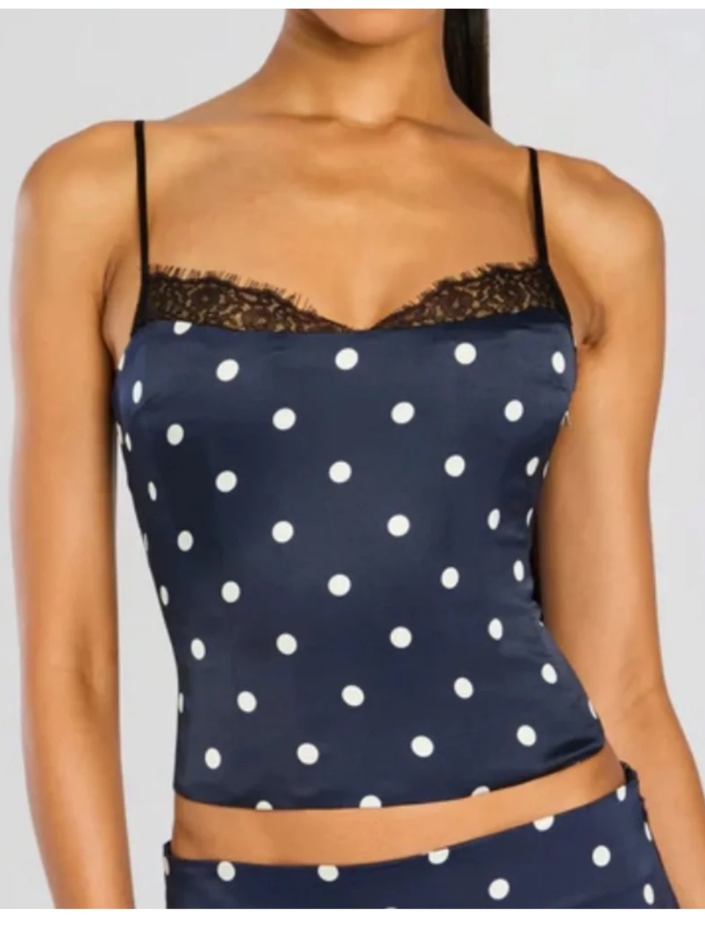 Retrofete Navy & White Polka Dot brookelynn Corset top Maxi Set Darla skirt - Picture 6 of 16